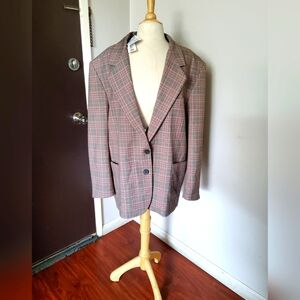 New ZARA  WOMANS MULTICOLOR PLAID,Long SLEEVE SINGLE-Breasted Blazer Size XXL